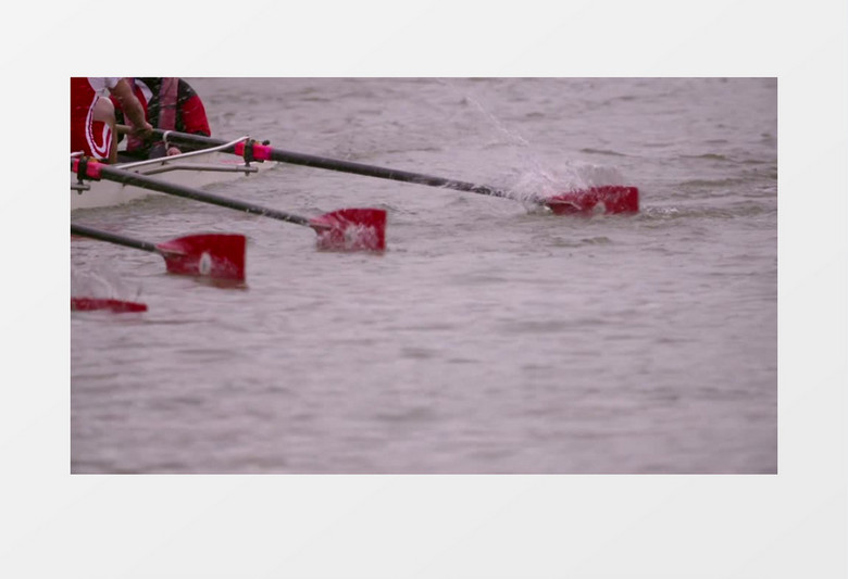 高清慢动作实拍团队合作划船船桨在水中穿行实拍视频素材