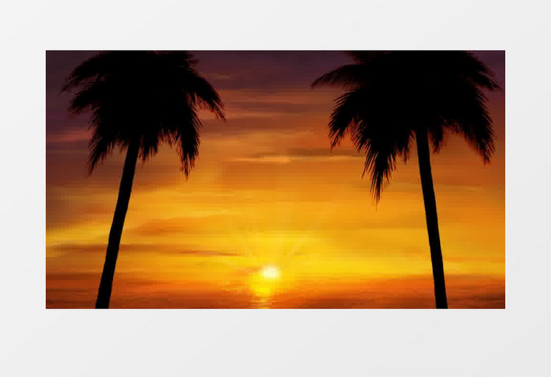 海滩棕榈树日落视频素材