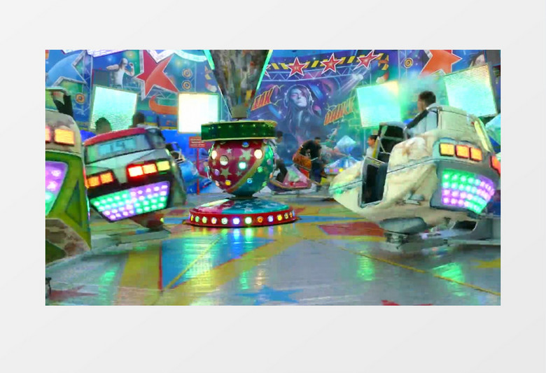 3D彩色游乐园旋转木马模型视频素材