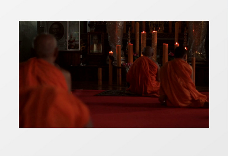 高清拍摄亚洲佛教僧侣在寺庙中念经诵佛实拍视频