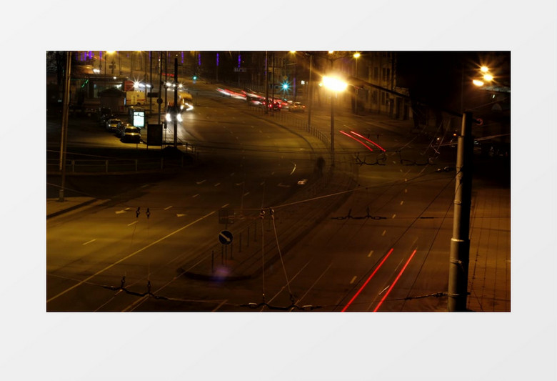 城市道路上的车流汇成炫酷的光线实拍视频素材