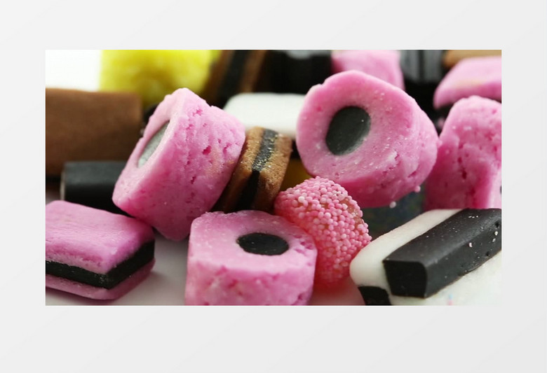 颜色各异的美味糖果实拍视频素材