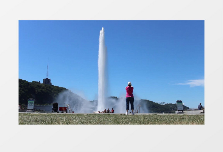 户外美国匹兹堡喷泉实拍视频素材