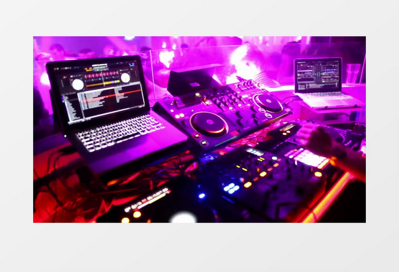 夜总会DJ工作台实拍视频素材