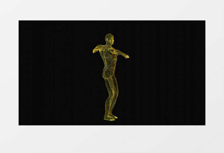 转动的点线绘制的人体模型视频素材