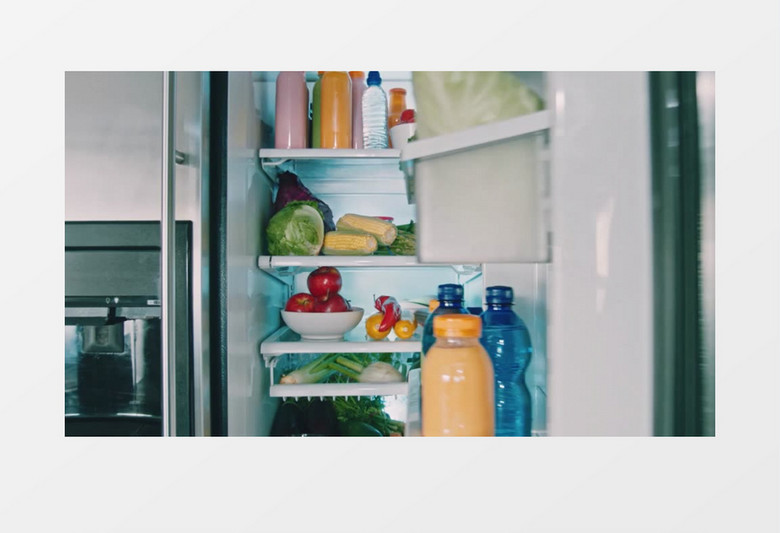 冰箱食物素材推拉镜头实拍视频素材