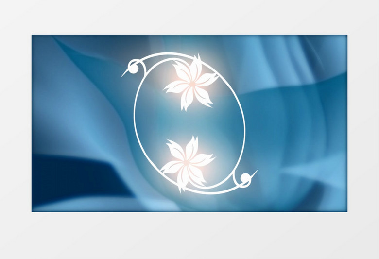 蓝色背景花朵绽放效果视频素材