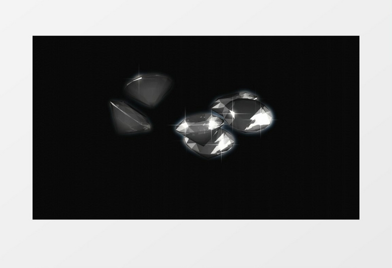 3D动画动态多个钻石旋转黑色背景mov视频素材