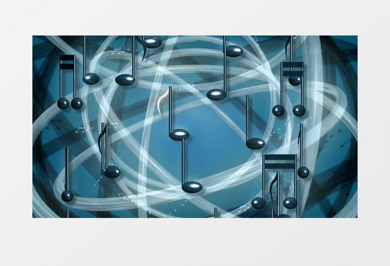 音符律动旋转运动蓝色背景MP4视频素材