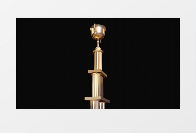 3D立体金色奖杯旋转明暗视觉变化视频素材