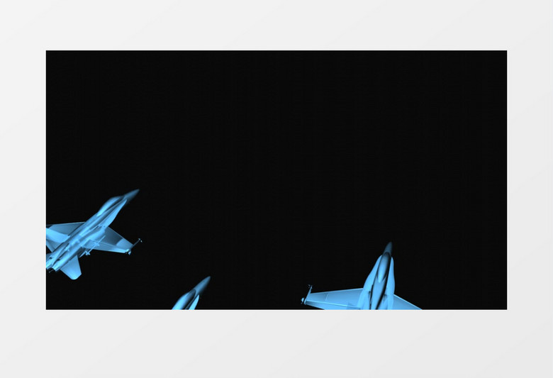 三架蓝色飞机飞过仿真动画视频素材