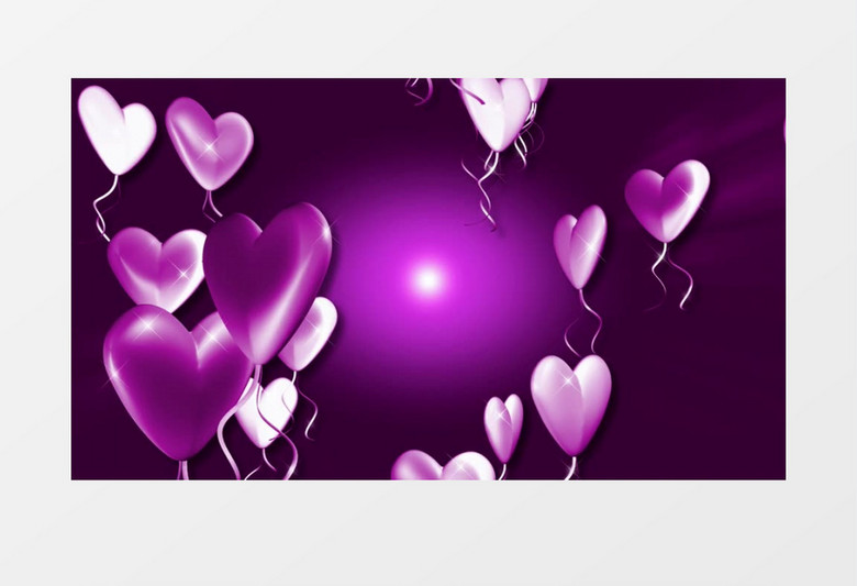 高清唯美拍摄代表爱情的浮动的紫色心形气球实拍视频