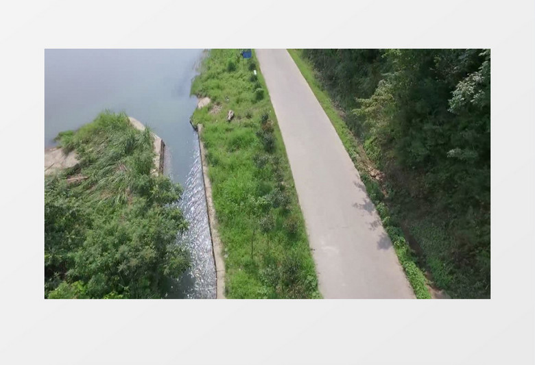 河边树林中的公路实拍视频素材