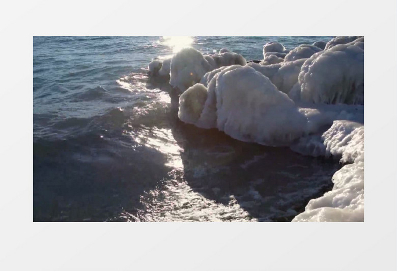 日落冰岸边湖泊实拍视频素材