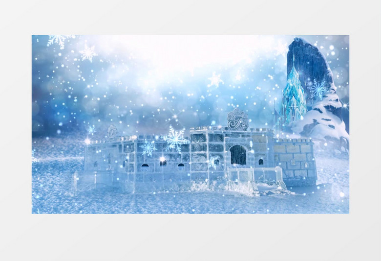 冰雪世界水晶城堡背景视频素材