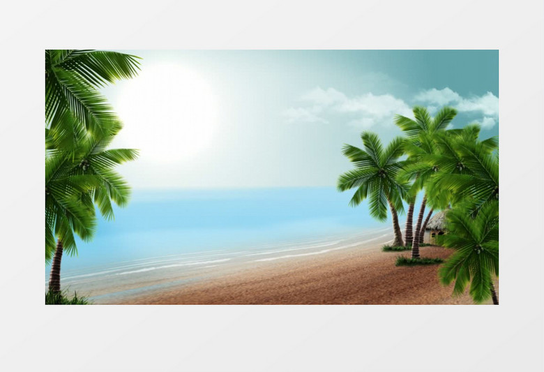 海滩景色椰子树背景视频素材