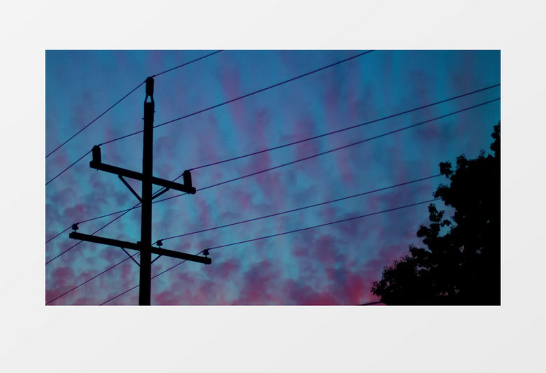 傍晚黄昏城市基础设施电缆通讯通信线缆实拍视频素材