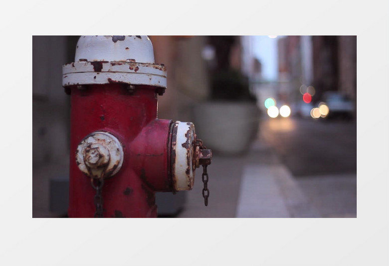 模糊散景拍摄美国城市街道消火栓实拍视频素材