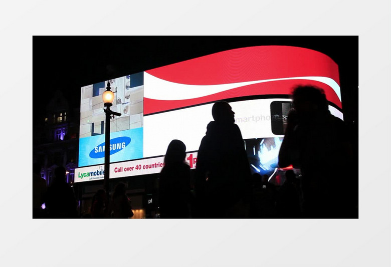 夜晚广场广告街道实拍视频素材