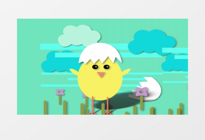 卡通风可爱的小鸡挥翅膀视频素材
