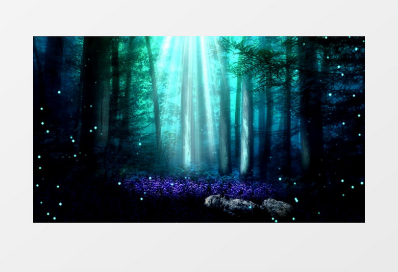 紫色花圃梦幻森林背景视频