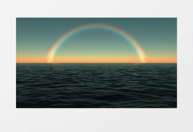 海平面上的五彩彩虹实拍视频素材