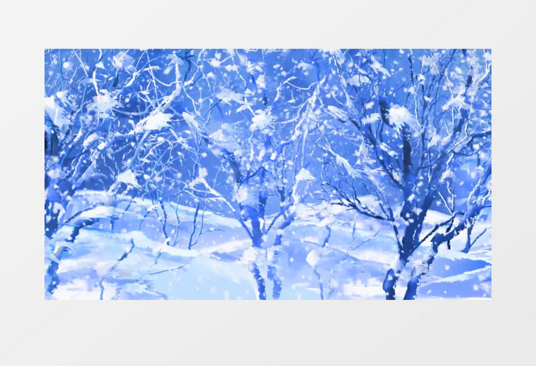 雪花漫天的树林背景视频