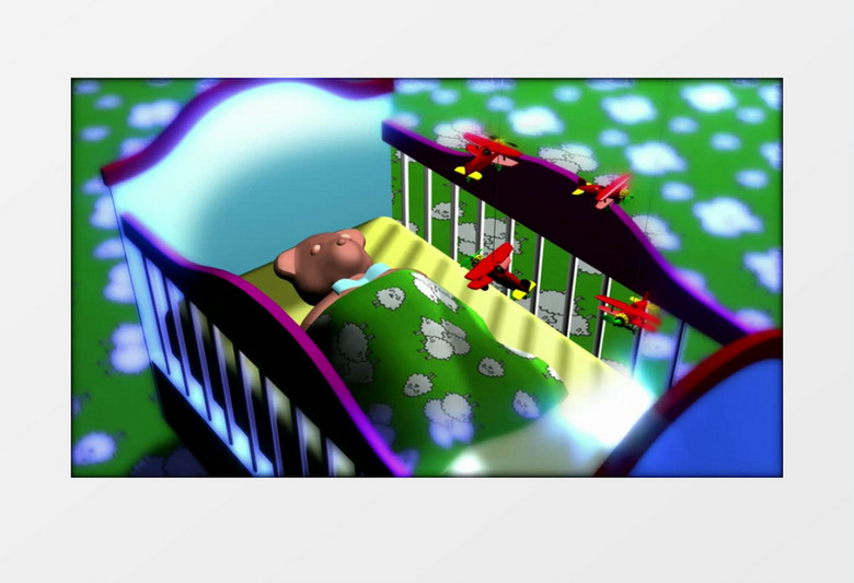 婴儿床上方转动的小飞机视频素材