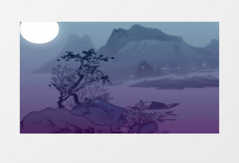 中国风水墨山水荷塘视频素材