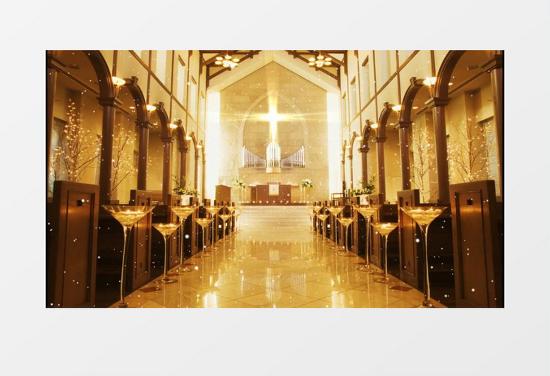 婚礼教堂从门口到大厅逐步移动实拍视频