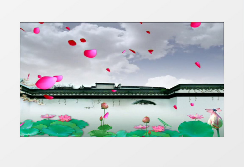 中国风古典荷塘风景视频素材