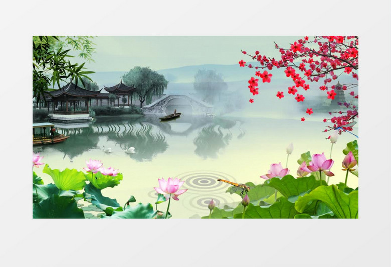 中国风唯美水墨江南风景视频素材