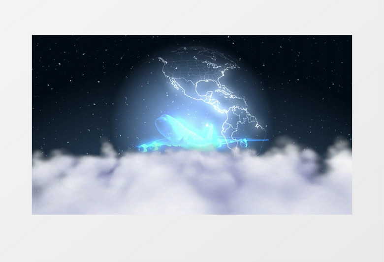 飞机从地球起飞飞过云端视频素材