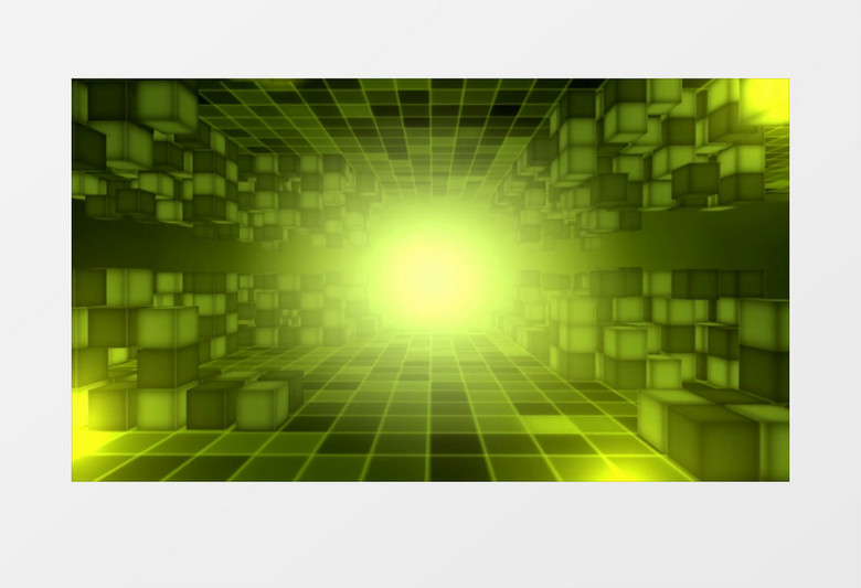  动画动态绿色立方体矩阵空间背景视频素材