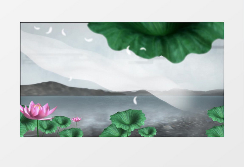 唯美泼墨山泼墨飘动落叶背景视频