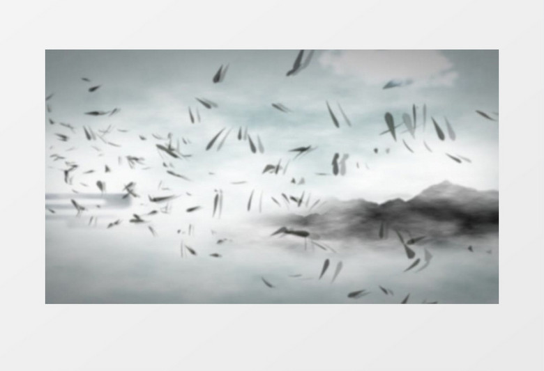 唯美漫天竹叶飞舞缥缈背景视频