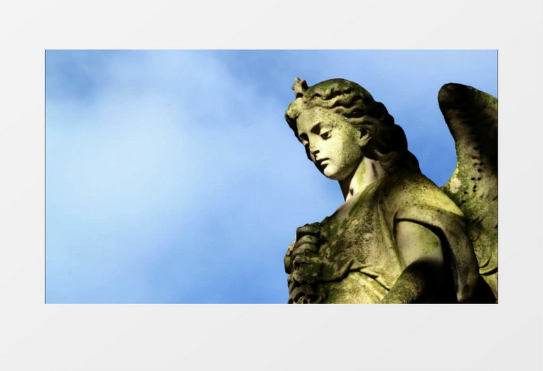 蓝天白云广场圣女雕塑实拍视频素材