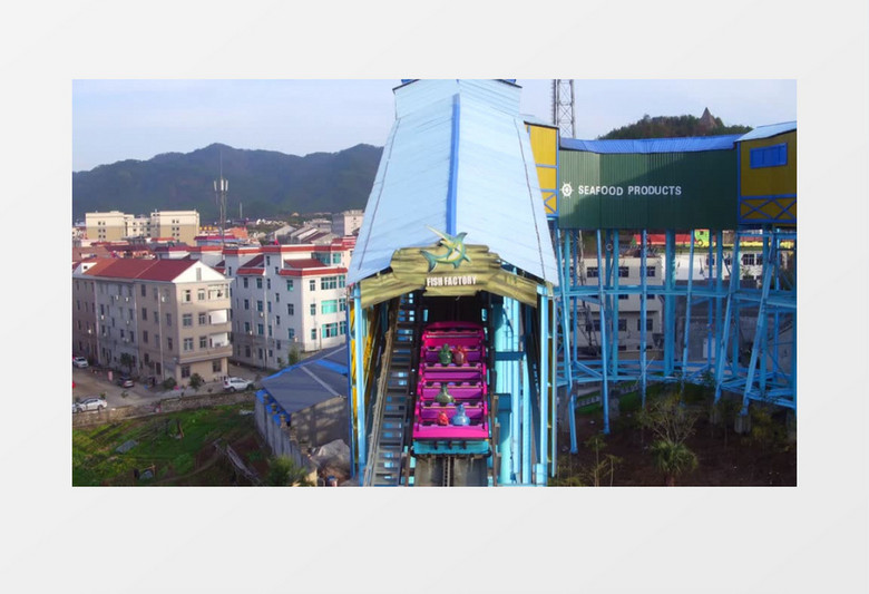 横店水上乐园过山车实拍视频素材