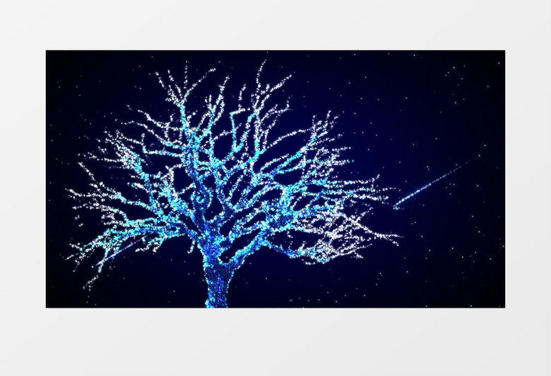 星空特效下的发光树视频素材