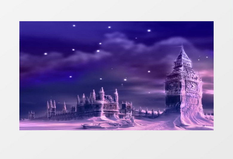 紫色梦幻带有冰雪的城堡