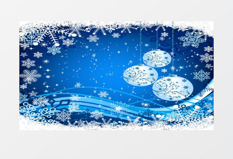 蓝色圣诞飘雪背景视频