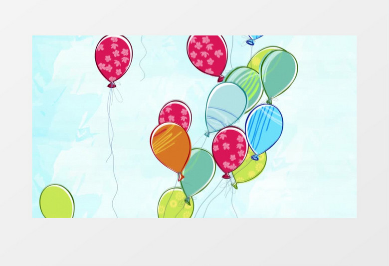 卡通手绘气球飘动动画视频素材