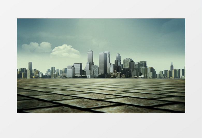 动态城市远景高楼天空地面素材视频
