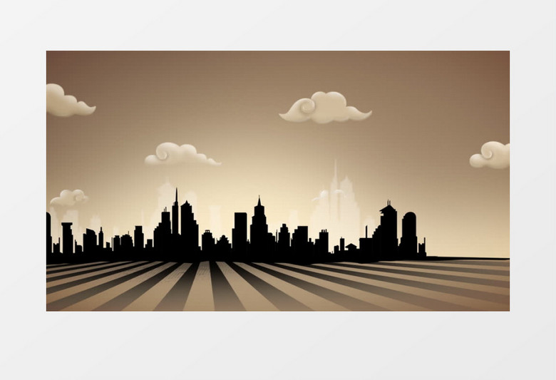 动态卡通城市高楼建筑白云mov视频素材