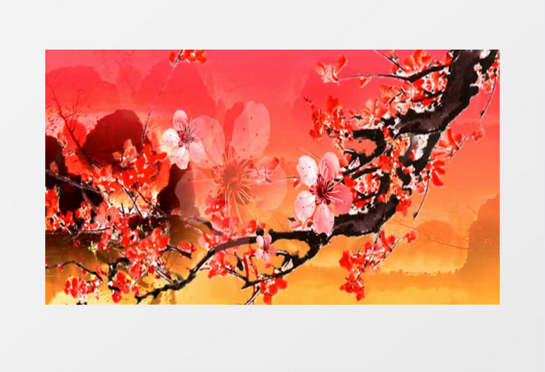 中国风水墨梅花盛开视频素材