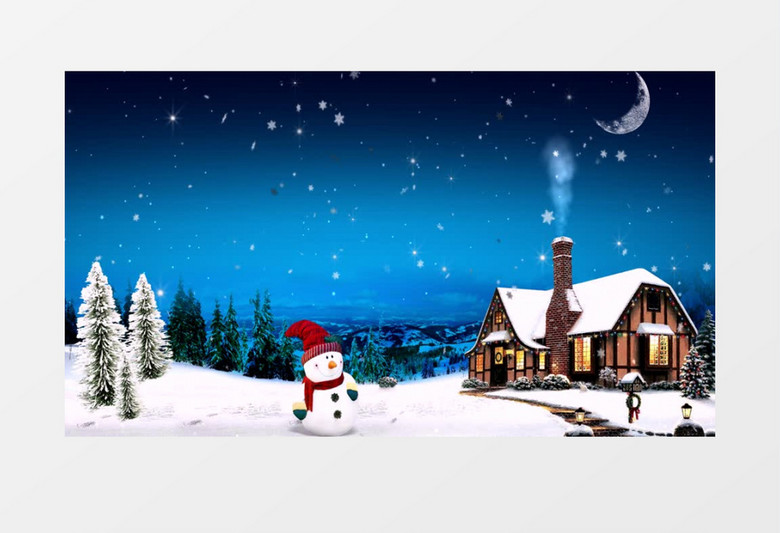 雪人 木屋 圣诞节视频素材
