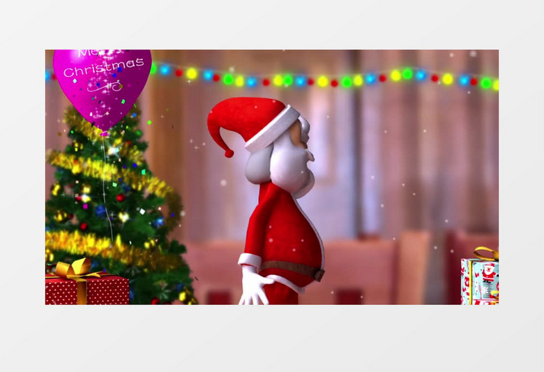 身穿红外衣笑容满面慈祥的圣诞老人背景视频
