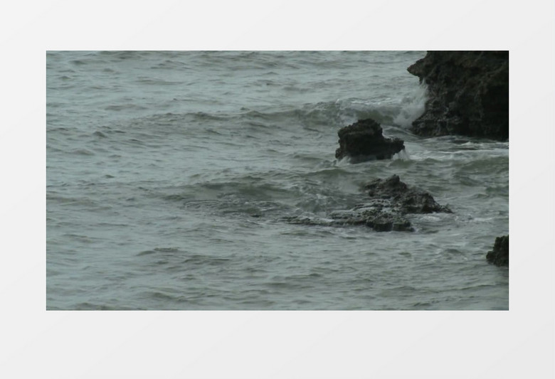特写礁石边海浪实拍视频