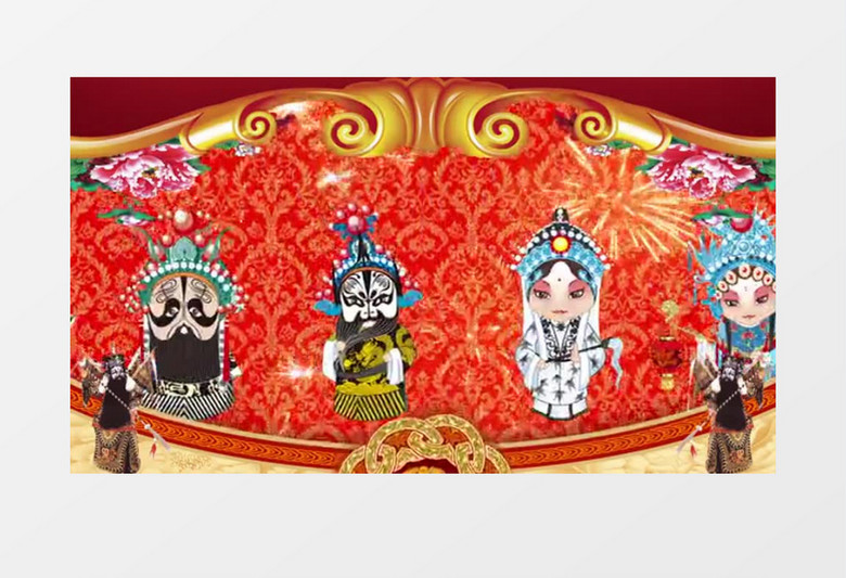 京剧戏曲脸谱展示视频素材