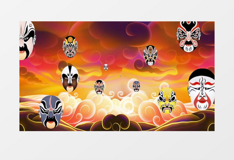 京剧戏曲脸谱展示视频素材